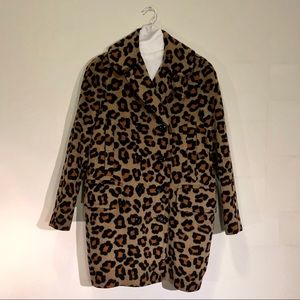 Coach Oversized Leopard Print Wool Peacoat